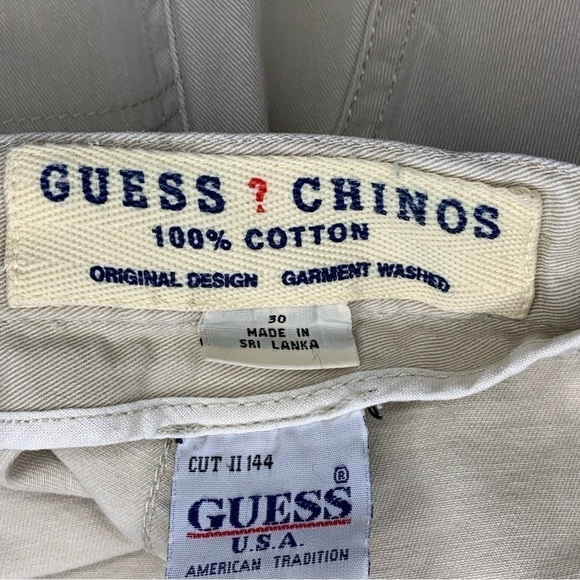 Guess Chino Khaki Cotton Shorts Size 30 Waist Made In USA Classic Casual - Picture 6 of 8